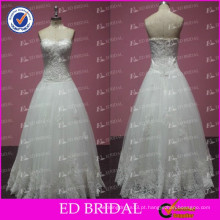 ED Bridal Elegant Sweetheart Decote Zipper Lace Appliqued Tulle Wedding Dress 2017